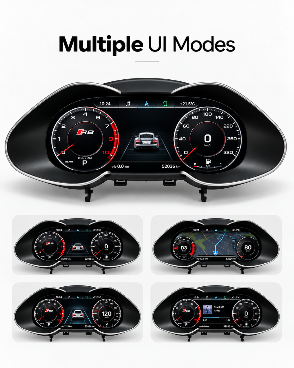 Audi R8 Digital Instrument Cluster with Wireless CarPlay & Android Auto 2007–2015 | LADP