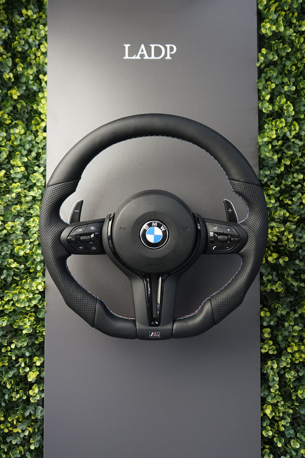 BMW E-Series & F-Series All-Black M-Style Flat-Bottom Performance Steering Wheel | LADP