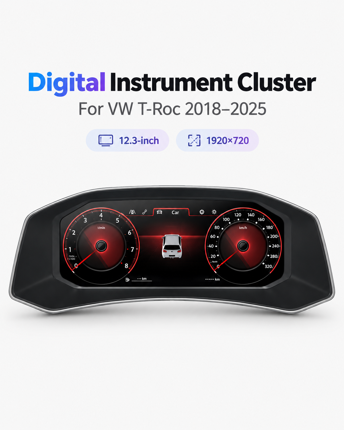 Volkswagen T-Roc 12.3-Inch Digital Instrument Cluster with CarPlay & Android Auto 2018–2025 | LADP