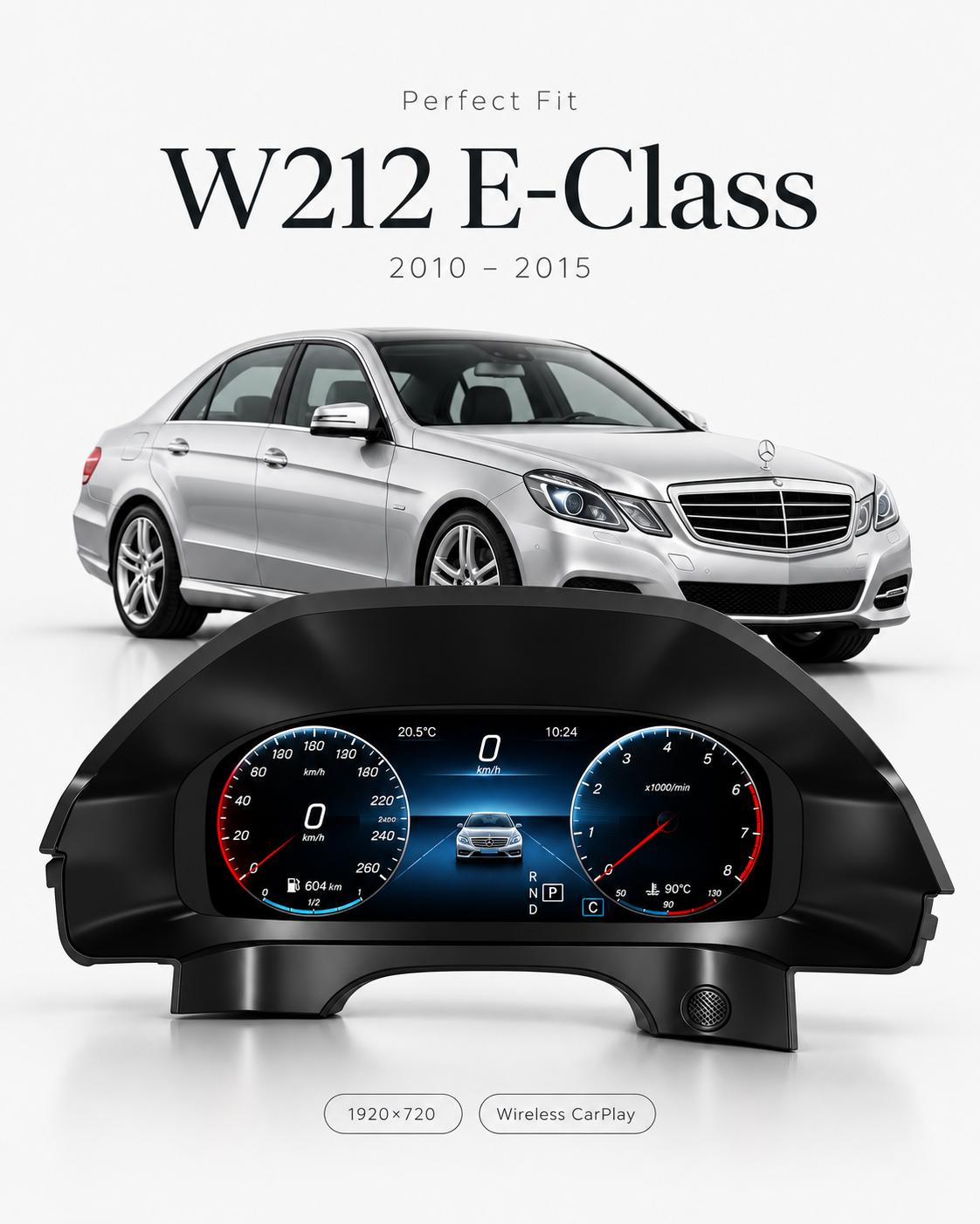 Mercedes-Benz E-Class W212 12.3-Inch Digital Instrument Cluster with CarPlay & Android Auto 2010–2015 | LADP