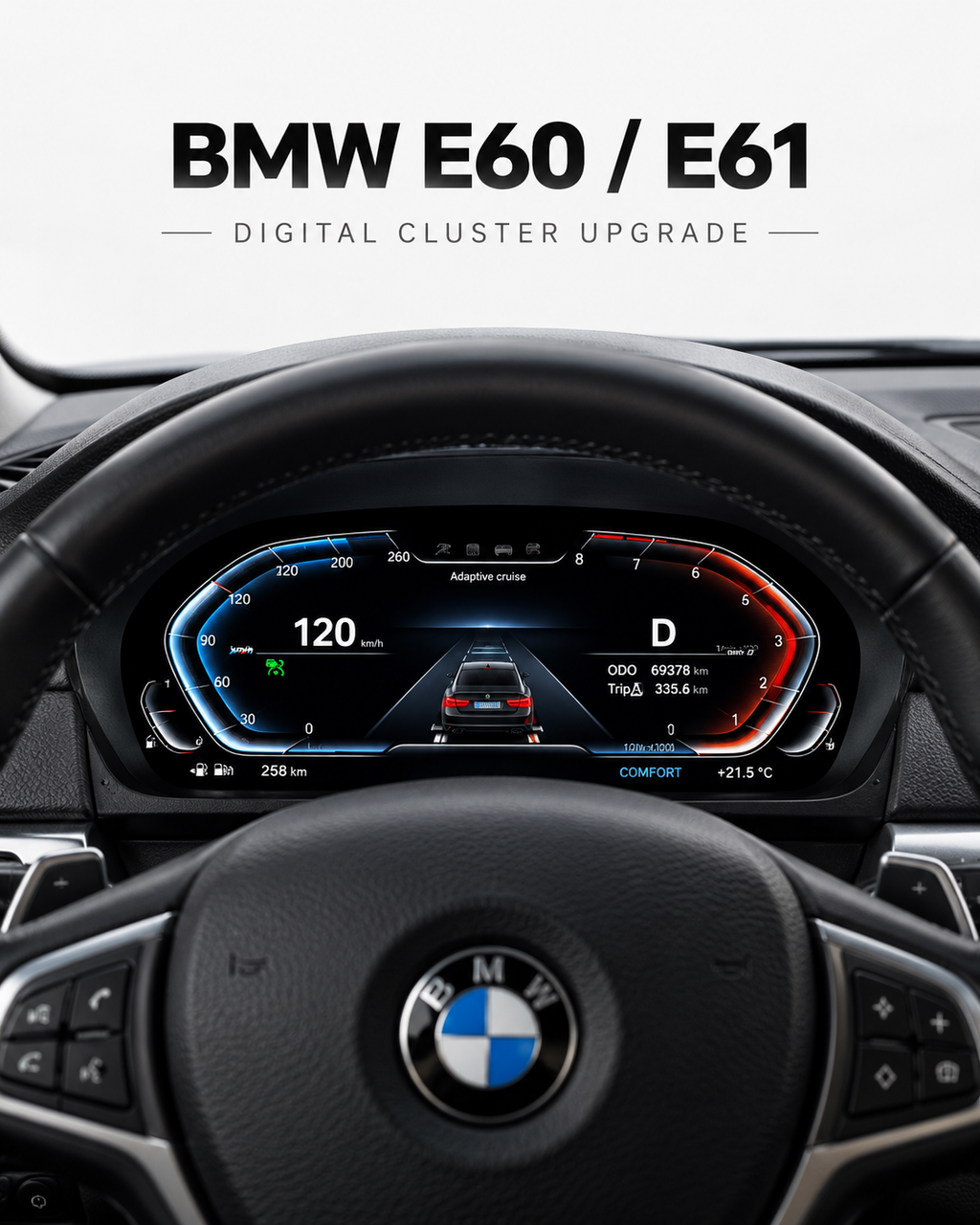BMW 5 Series E60 & E61 12.3-Inch Digital Instrument Cluster with CarPlay 2003–2009 | LADP