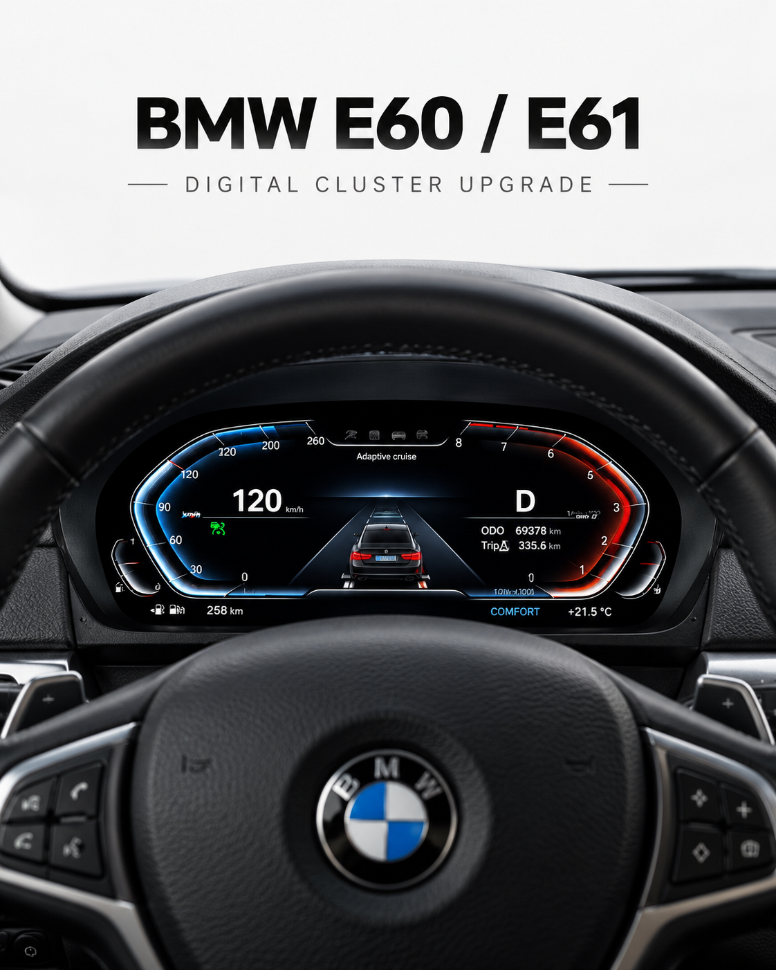 BMW 5 Series E60 & E61 12.3-Inch Digital Instrument Cluster with CarPlay 2003–2009 | LADP