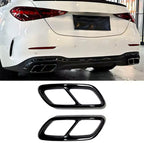 Schwarze Hochglanz-Auspuffblenden für Mercedes-Benz C-Klasse W206 (2021–2023) – Ersatz für Chromblenden