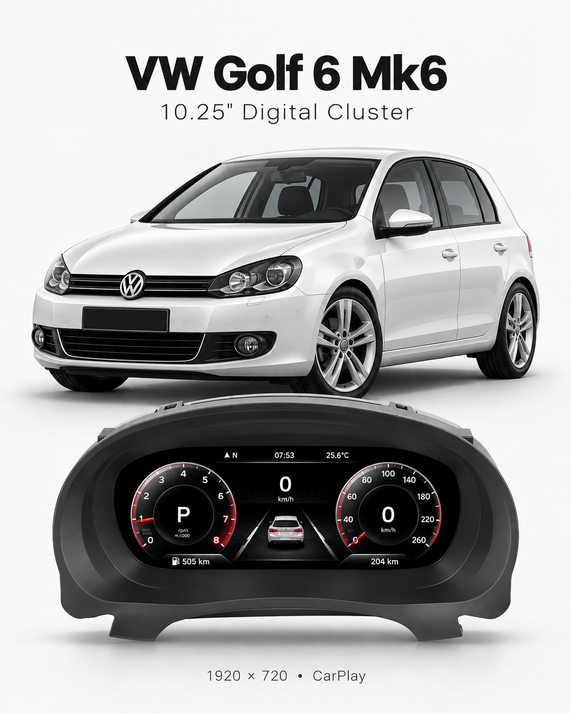 Volkswagen Golf 6 MK6 10.25-Inch Digital Instrument Cluster 2008–2014 | LADP