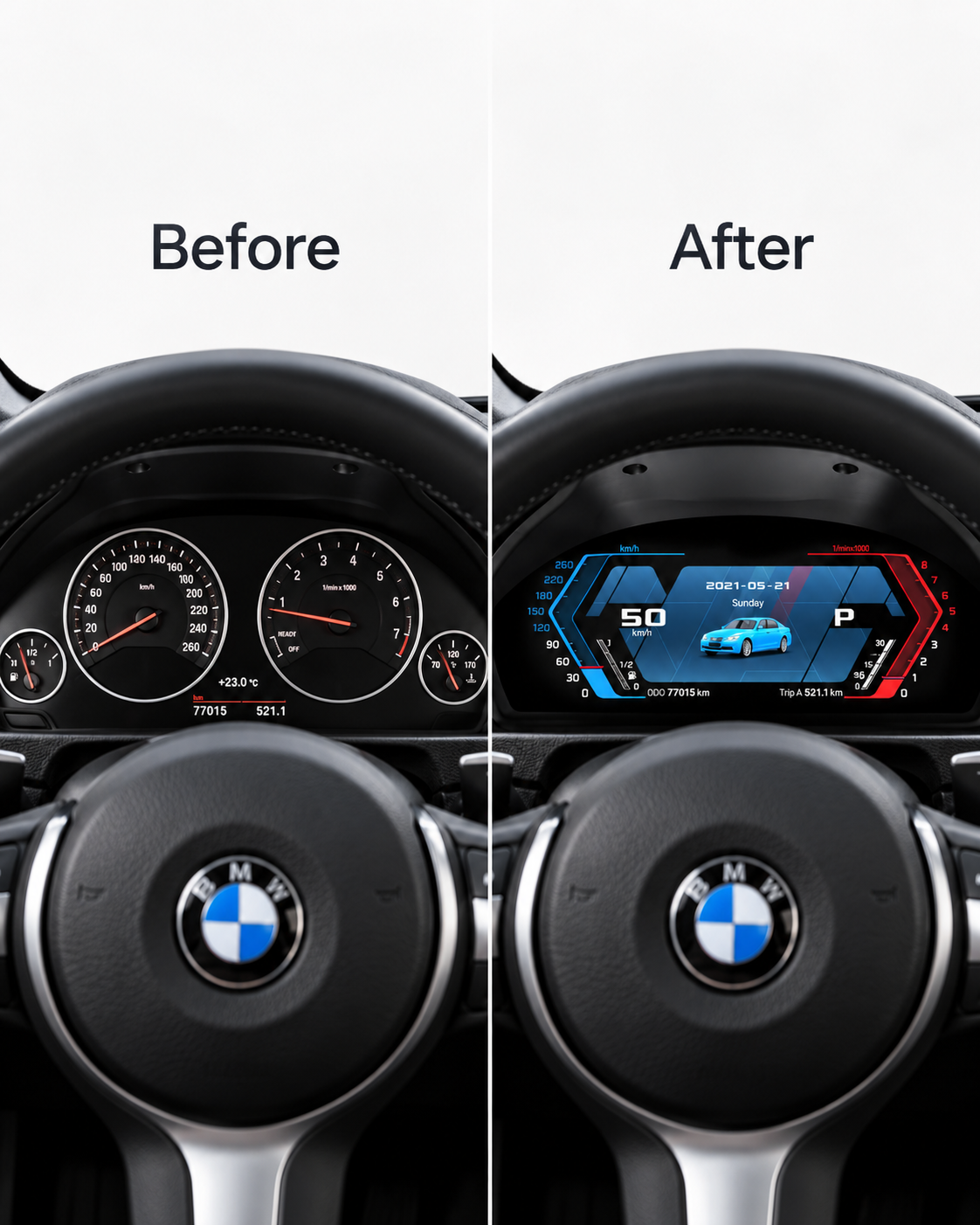 BMW F30 F31 F32 Digital Instrument Cluster with CarPlay 2013–2019 – Without HUD | LADP