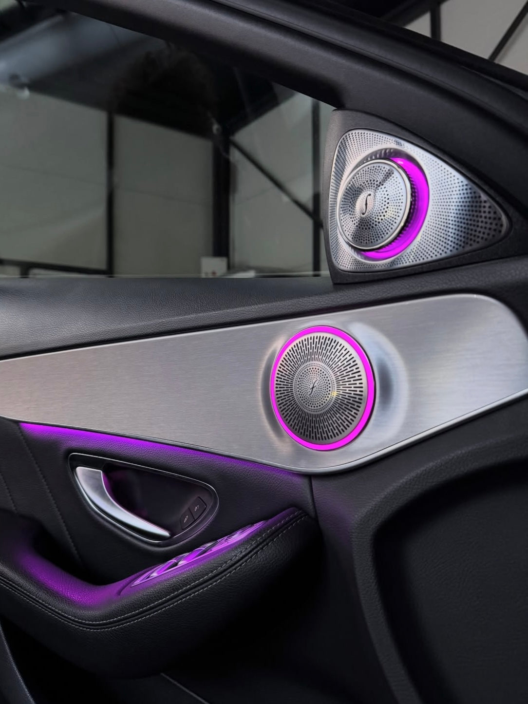 Mercedes C-Class W205 & GLC X253 64-Color Illuminated Midrange Speaker Covers | LADP