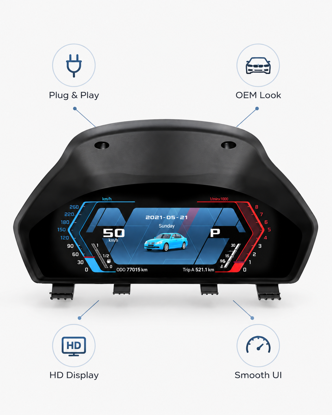 BMW F30 F31 F32 Digital Instrument Cluster with CarPlay 2013–2019 – Without HUD | LADP