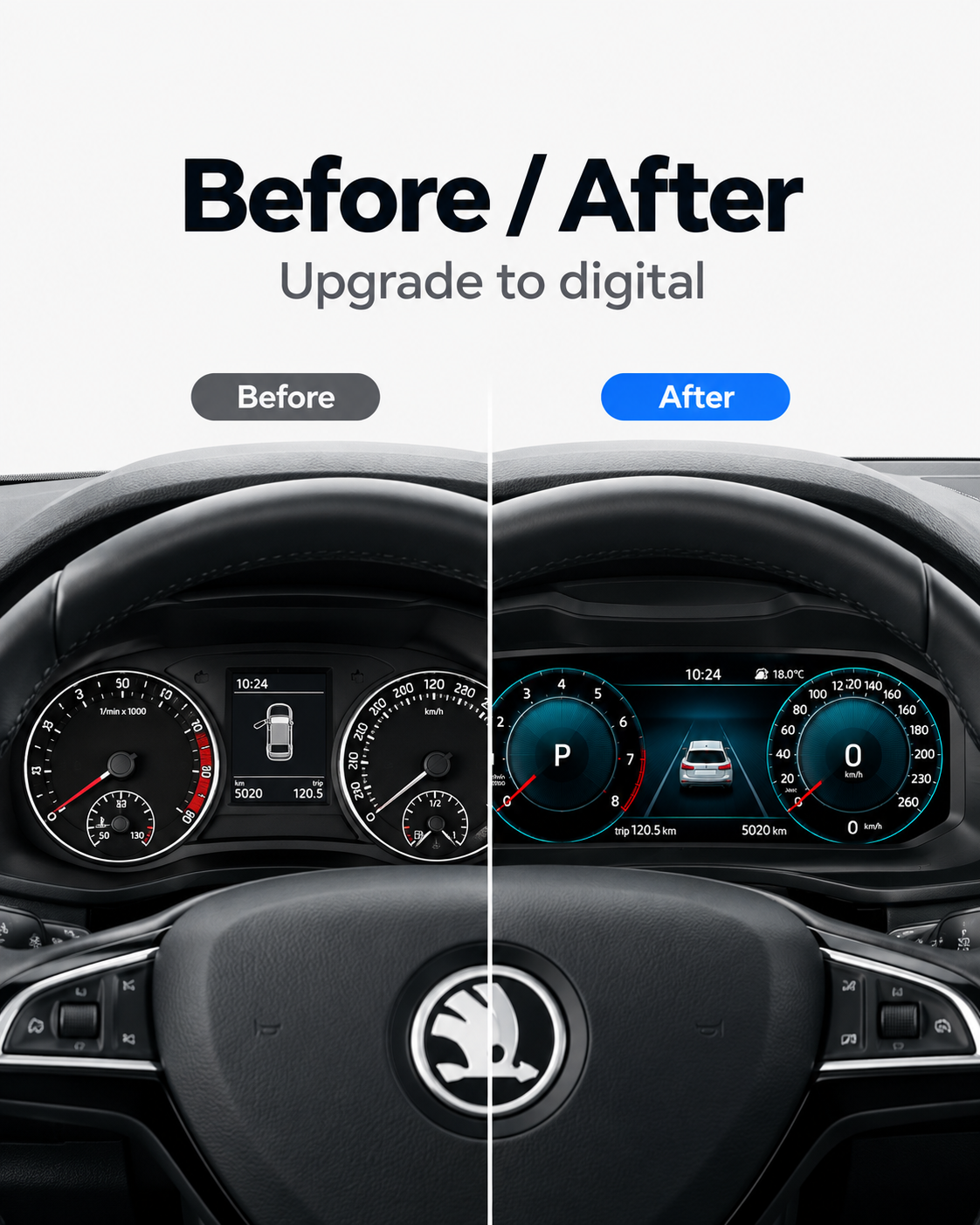 Škoda Kodiaq & Karoq 12.3-Inch Digital Instrument Cluster with CarPlay & Android Auto 2016–2020 | LADP