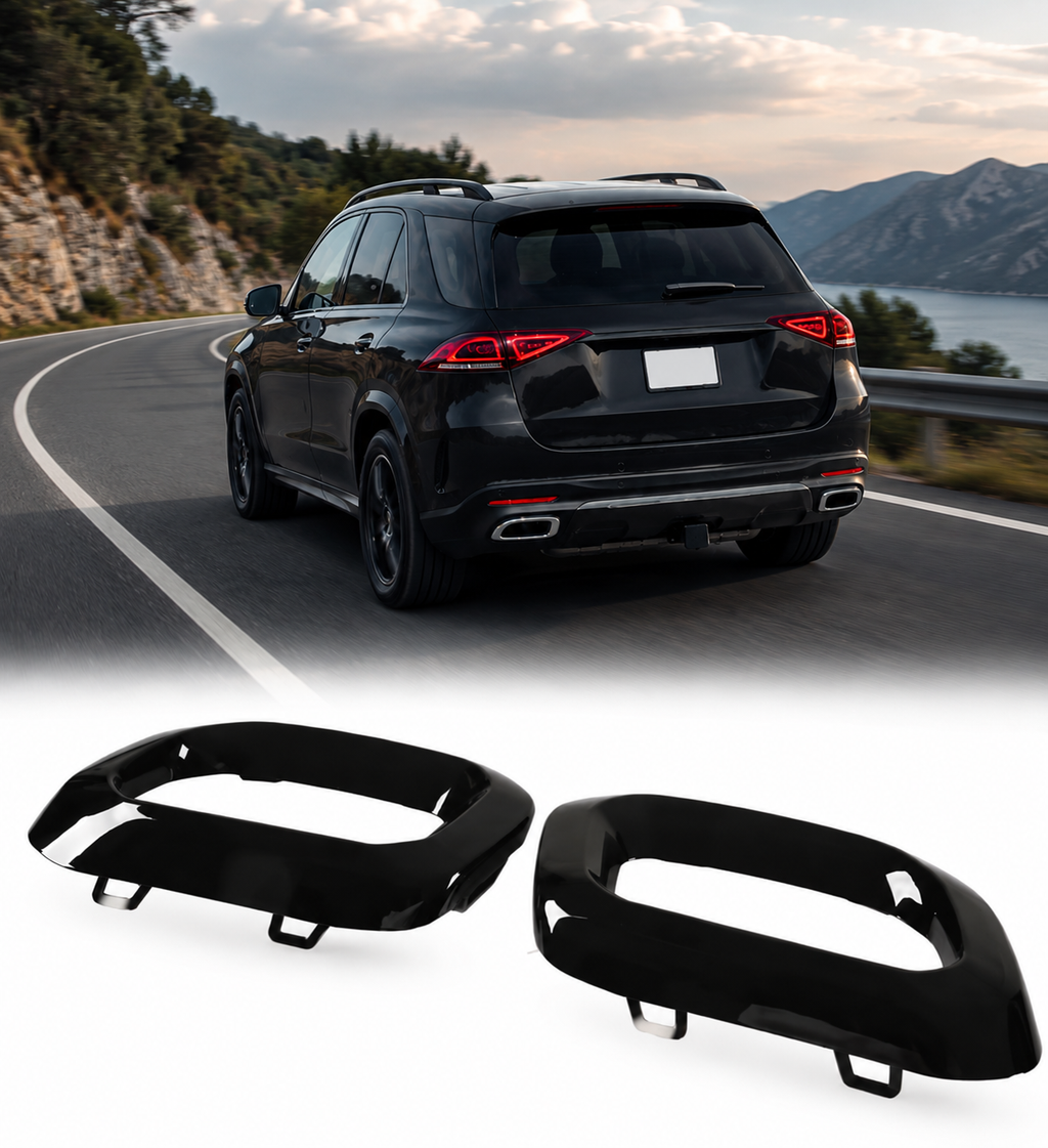 MERCEDES BENZ GLC | GLE | GLS W167 AMG LINE AUSPUFFBLENDEN COVER SCHWARZ GLANZ 2020–2023