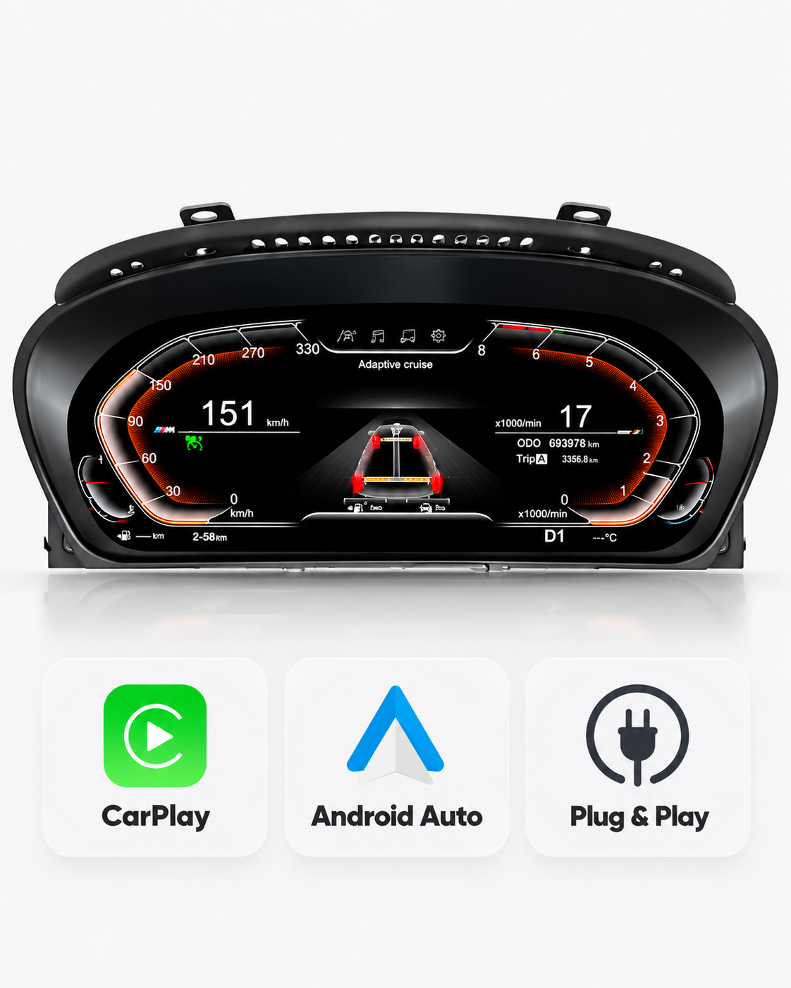 BMW 5 Series E60 & E61 12.3-Inch Digital Instrument Cluster with CarPlay 2003–2009 | LADP