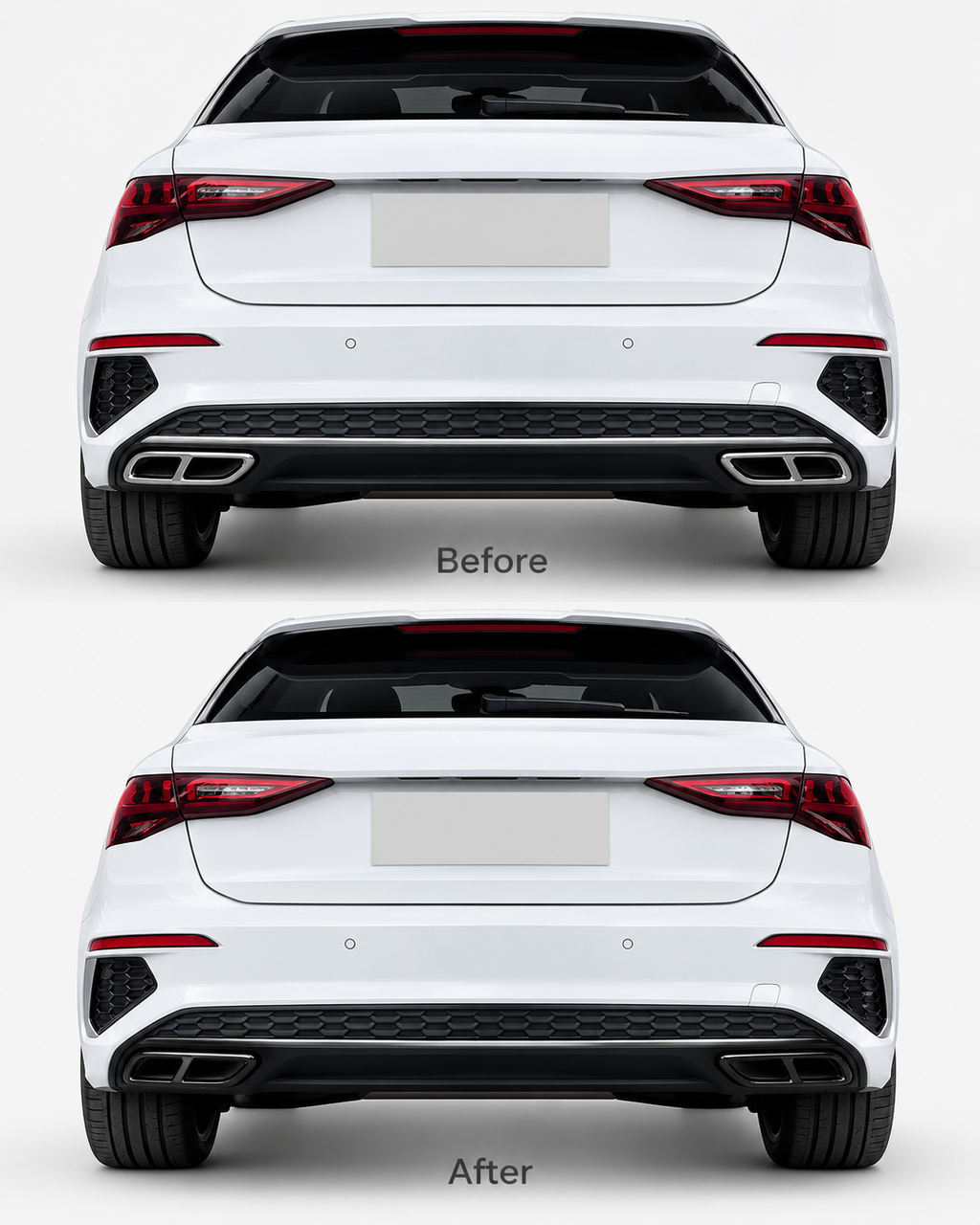 Audi A3 8Y S Line Gloss Black Quad-Outlet Exhaust Frame Covers 2021–2023 | LADP