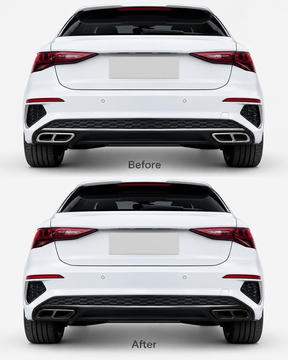 Audi A3 8Y S Line Gloss Black Quad-Outlet Exhaust Frame Covers 2021–2023 | LADP