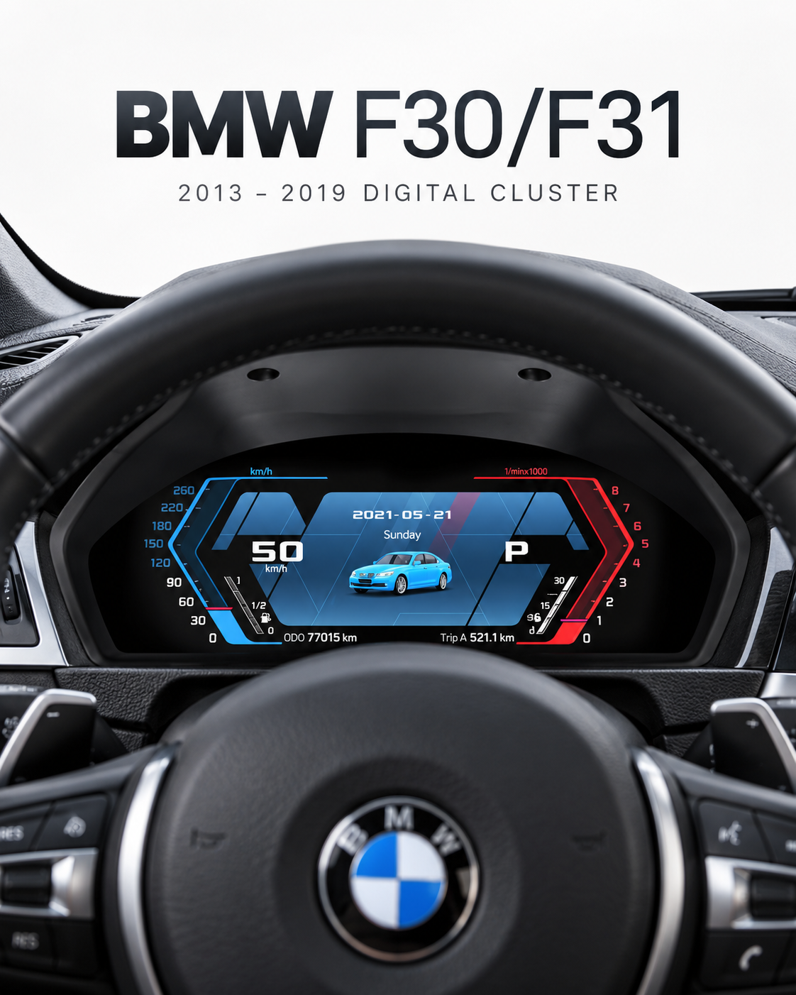 BMW F30 F31 F32 Digital Instrument Cluster with CarPlay 2013–2019 – Without HUD | LADP