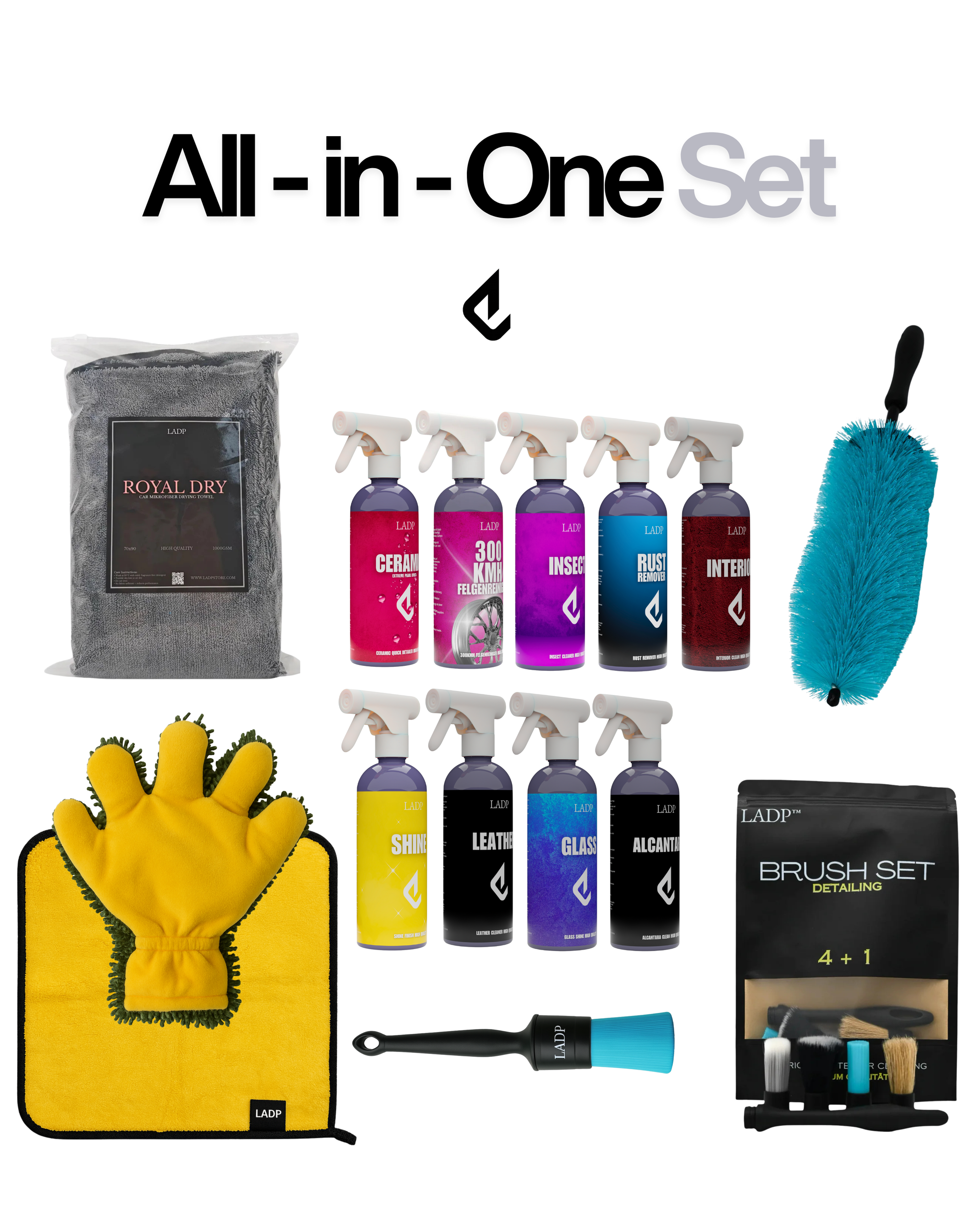 All-in-One Car Detailing Set von LADP – Vollständiges Auto Reinigungsset für Profi-Finish