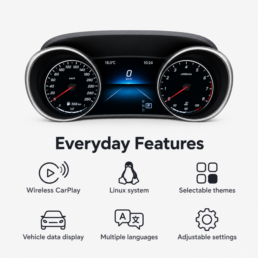 Mercedes-Benz ML/GLE W166, GL/GLS X166 & G-Class W463 10.25″ Digital Instrument Cluster with CarPlay & Android Auto | LADP