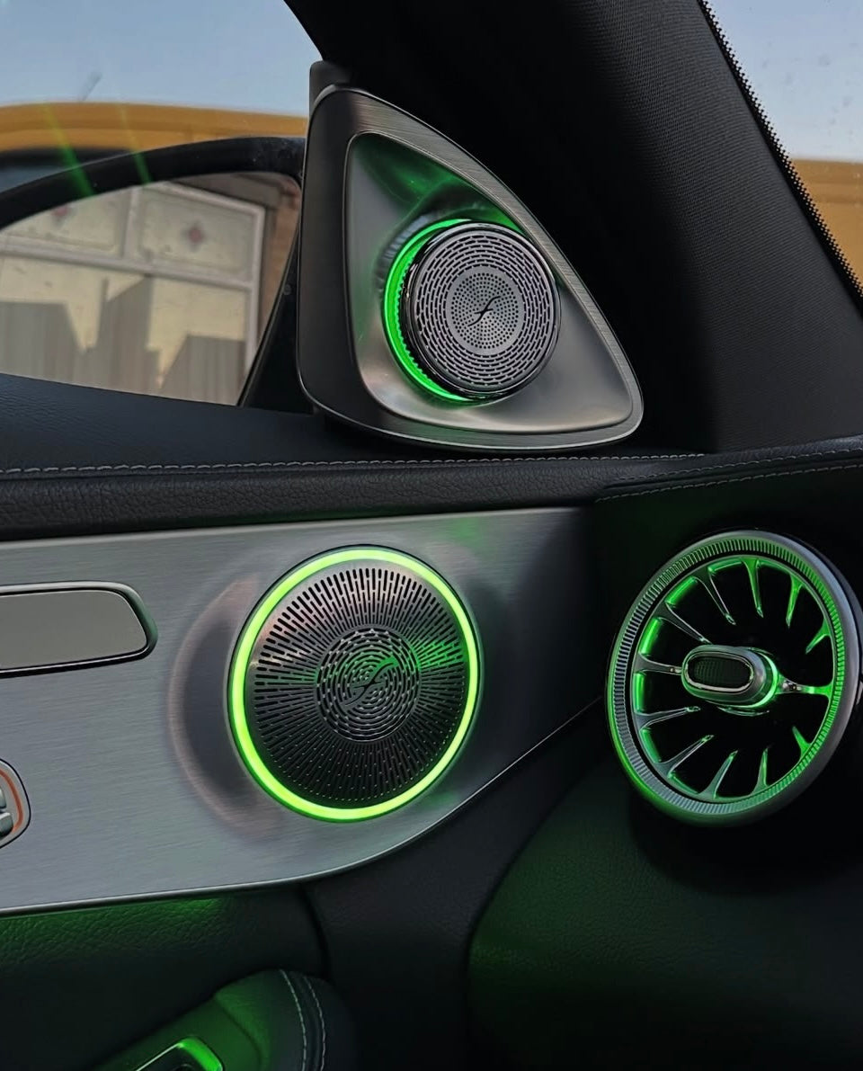 Mercedes C-Class W205 & GLC X253 Illuminated Burmester-Style Speaker Covers – Front & Rear | LADP