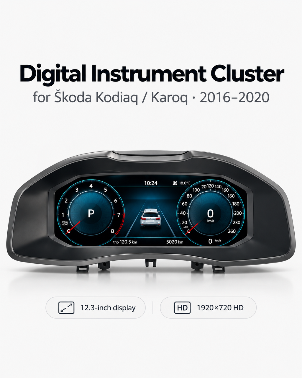 Škoda Kodiaq & Karoq 12.3-Inch Digital Instrument Cluster with CarPlay & Android Auto 2016–2020 | LADP