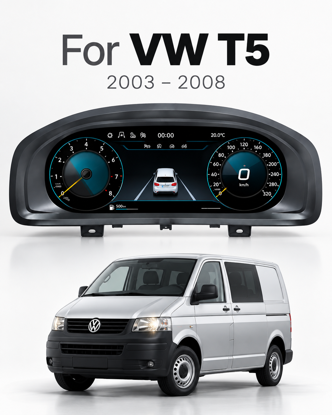 Volkswagen T5 Transporter & Multivan 12.3-Inch Digital Instrument Cluster 2003–2008 | LADP
