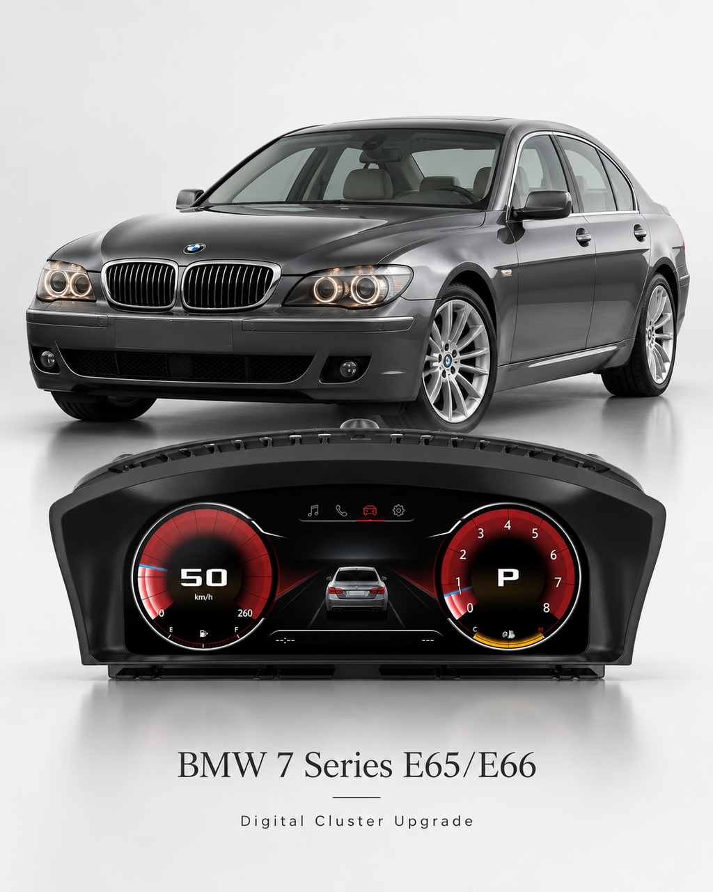 BMW 7 Series E65 & E66 12.3-Inch Digital Instrument Cluster with CarPlay 2004–2008 | LADP