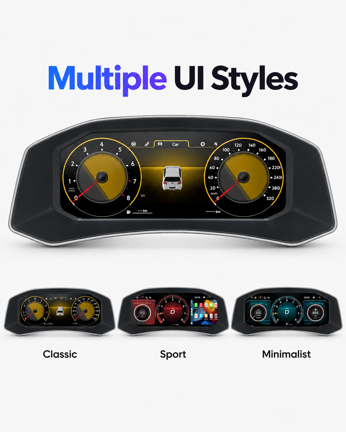 Volkswagen T-Roc 12.3-Inch Digital Instrument Cluster with CarPlay & Android Auto 2018–2025 | LADP