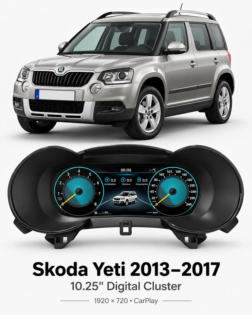 Škoda Yeti 10.25 Inch Digital Instrument Cluster 2013–2017 | LADP