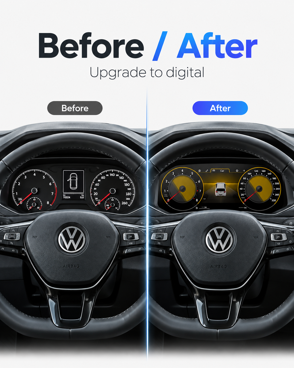 Volkswagen T-Roc 12.3-Inch Digital Instrument Cluster with CarPlay & Android Auto 2018–2025 | LADP