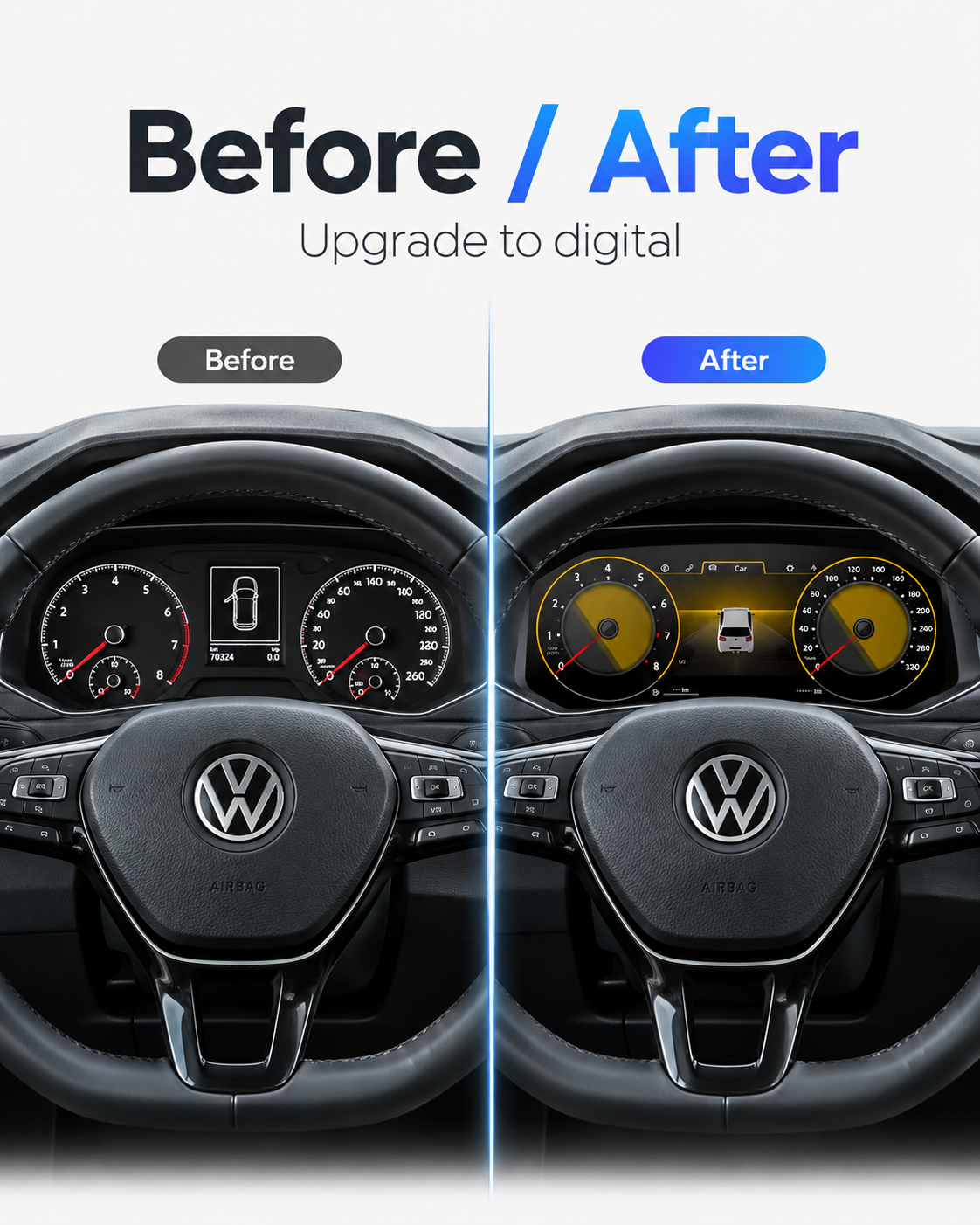 Volkswagen T-Roc 12.3-Inch Digital Instrument Cluster with CarPlay & Android Auto 2018–2025 | LADP