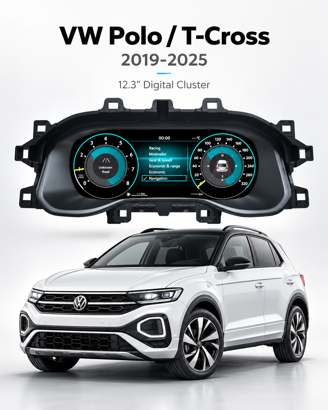 Volkswagen Polo & T-Cross 12.3-Inch Digital Instrument Cluster 2019–2025 | LADP