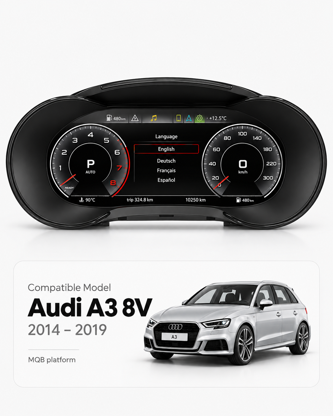 Audi A3 8V 10.25-Inch Digital Instrument Cluster 2014–2019 | LADP