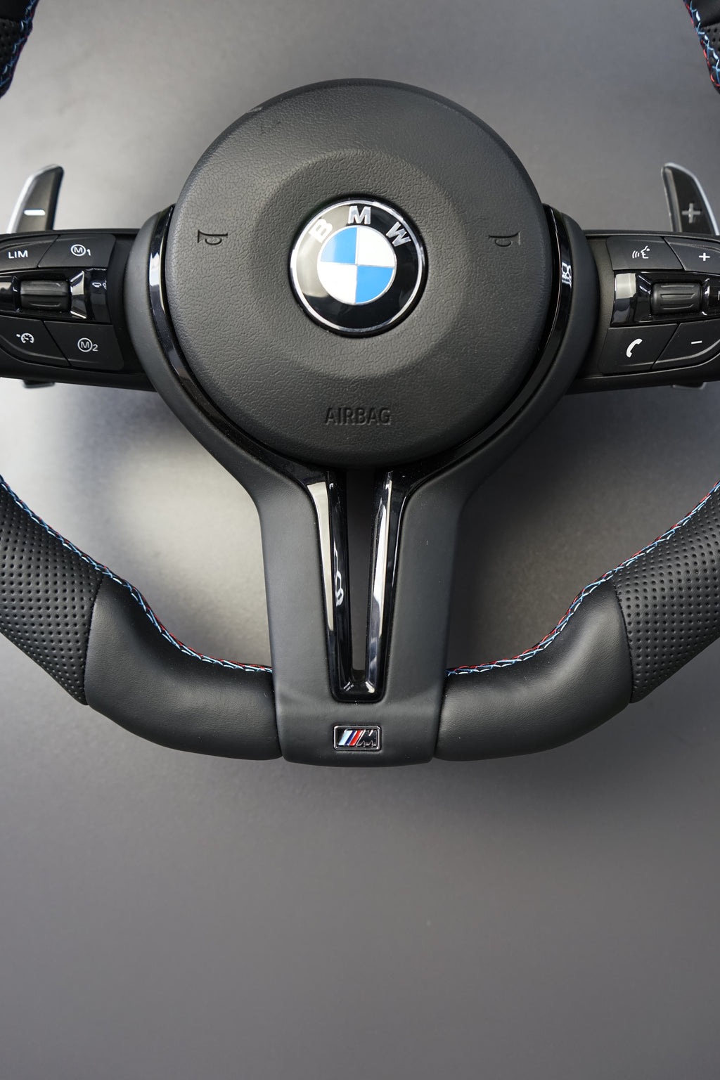 BMW E-Series & F-Series All-Black M-Style Flat-Bottom Performance Steering Wheel | LADP