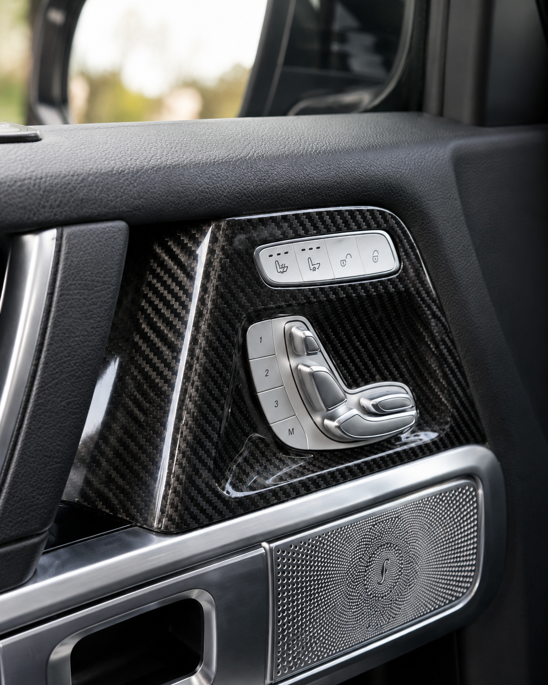 Mercedes G-Class W464 & W465 Carbon Fiber Seat Control Panel Covers – 4-Piece Set | LADP