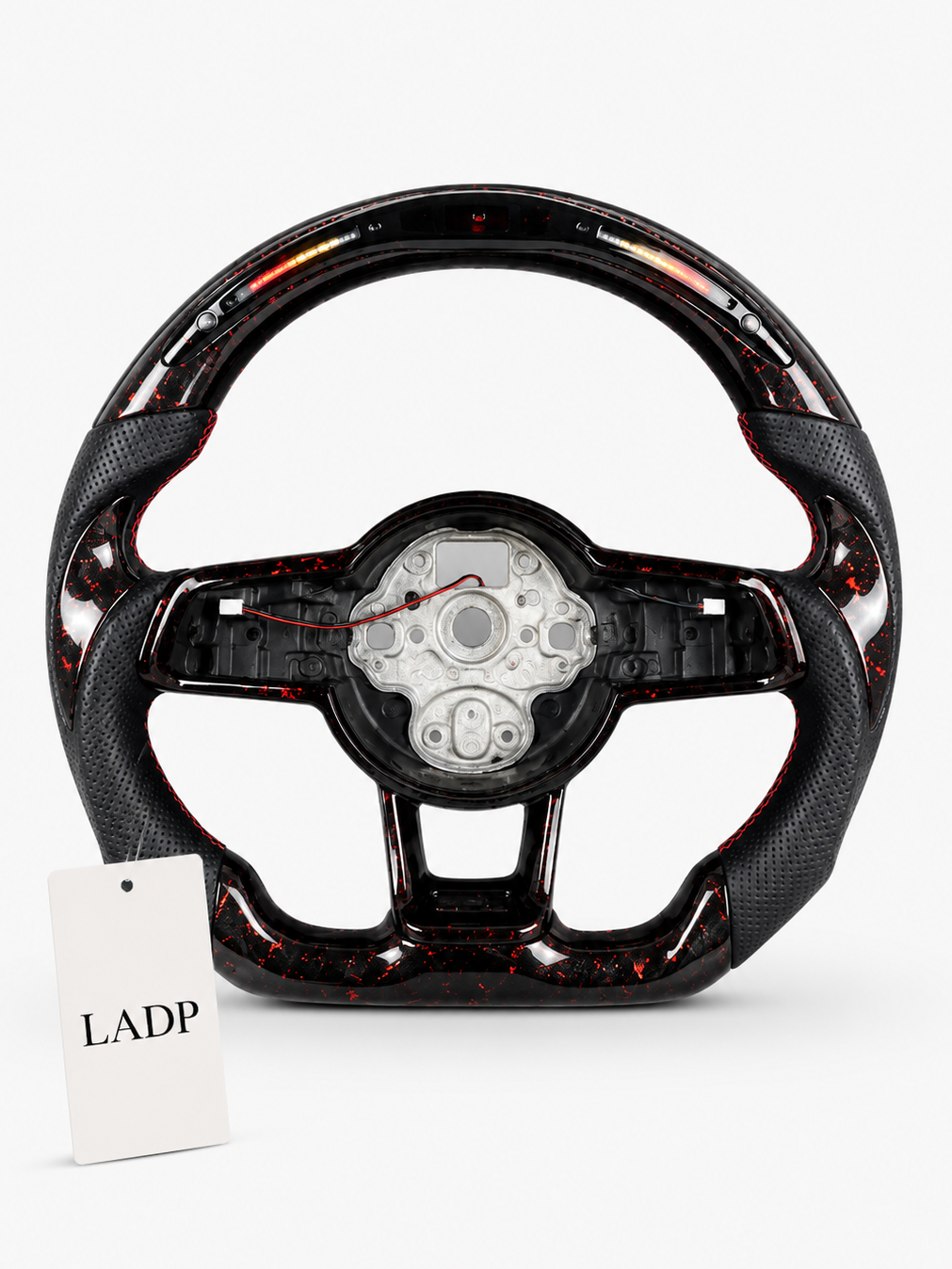 VW Golf 7 Forged Carbon Steering Wheel with Red Accents & LED Display