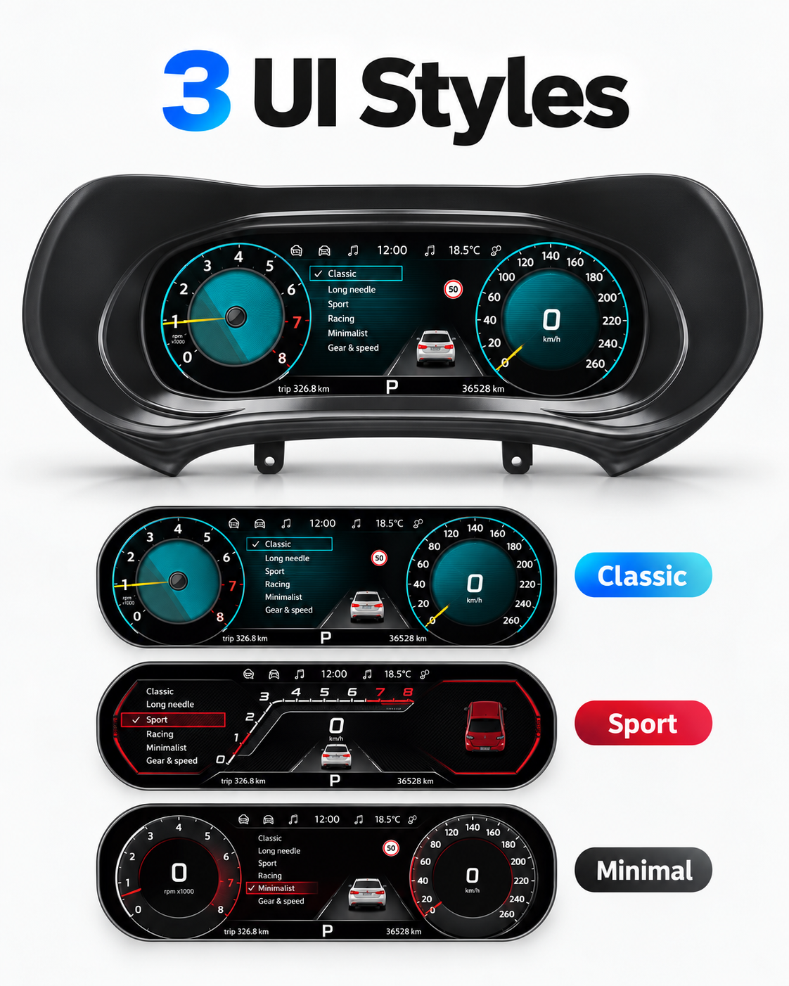 SEAT Ibiza 12.3-Inch Digital Instrument Cluster 2009–2014 | LADP