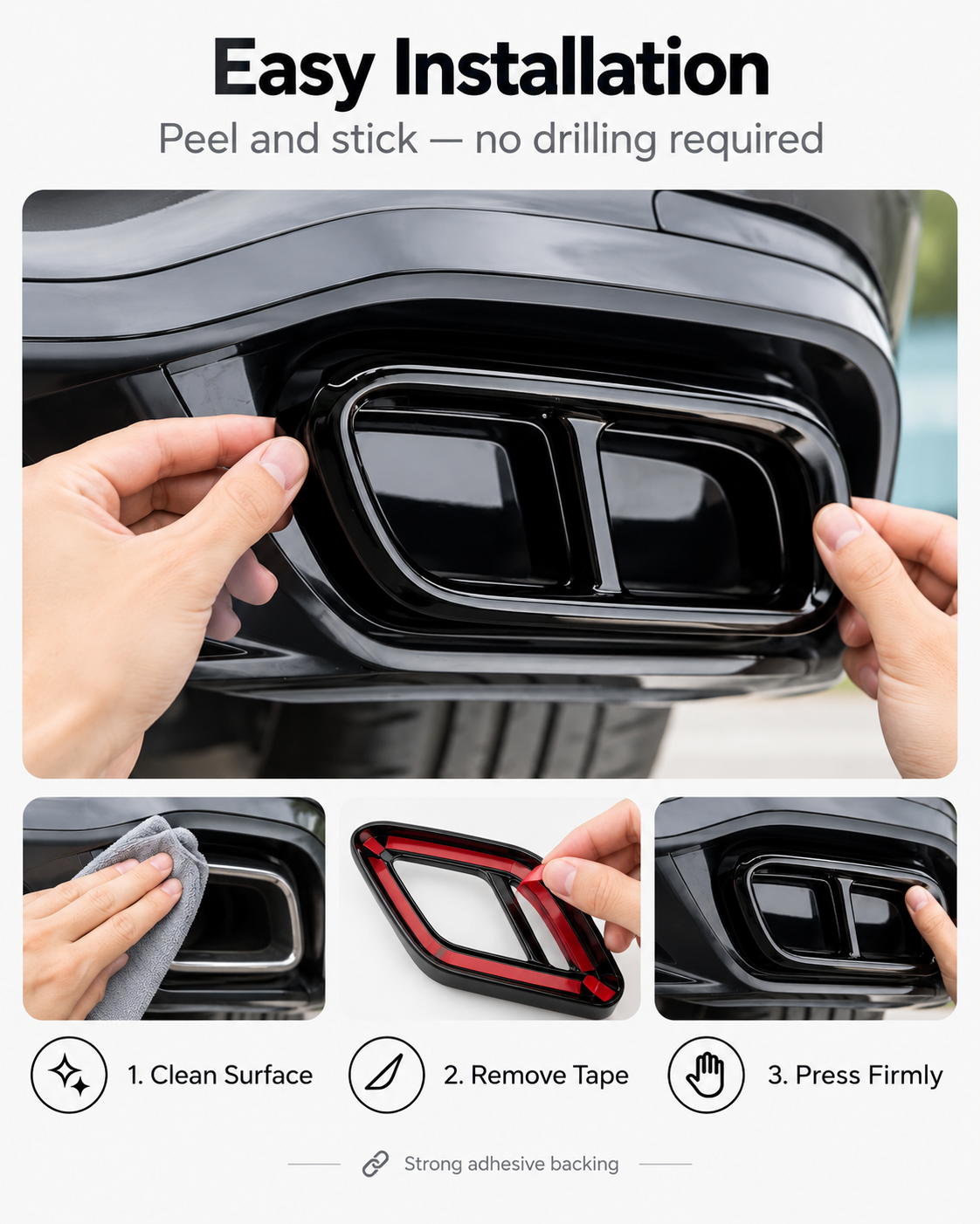 Volkswagen Golf 8 MK8 Gloss Black Dual Exhaust Trim Covers 2020–2021 | LADP