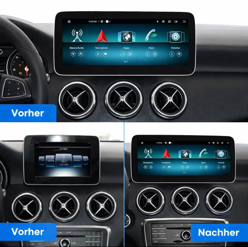 LADP Android 14 Multimedia Display for Mercedes A-Class W176 / CLA C117 / GLA X156 - Wireless CarPlay & Android Auto, Plug & Play