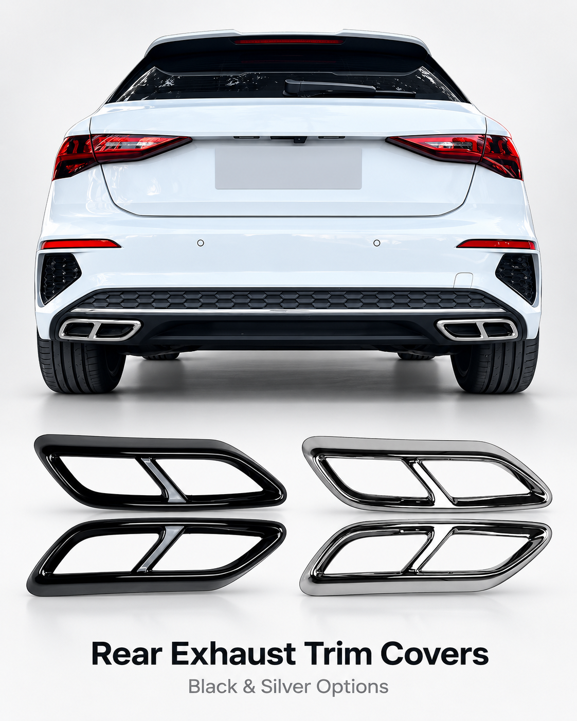 Audi A3 8Y S Line Gloss Black Quad-Outlet Exhaust Frame Covers 2021–2023 | LADP