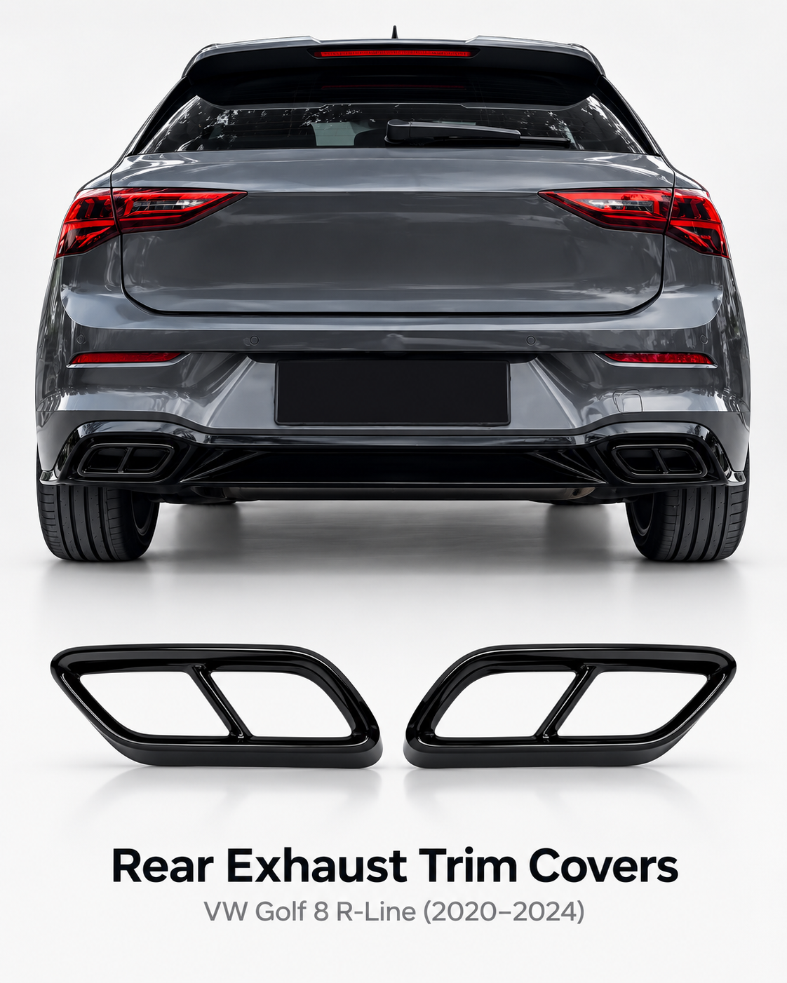 Volkswagen Golf 8 MK8 Gloss Black Dual Exhaust Trim Covers 2020–2021 | LADP