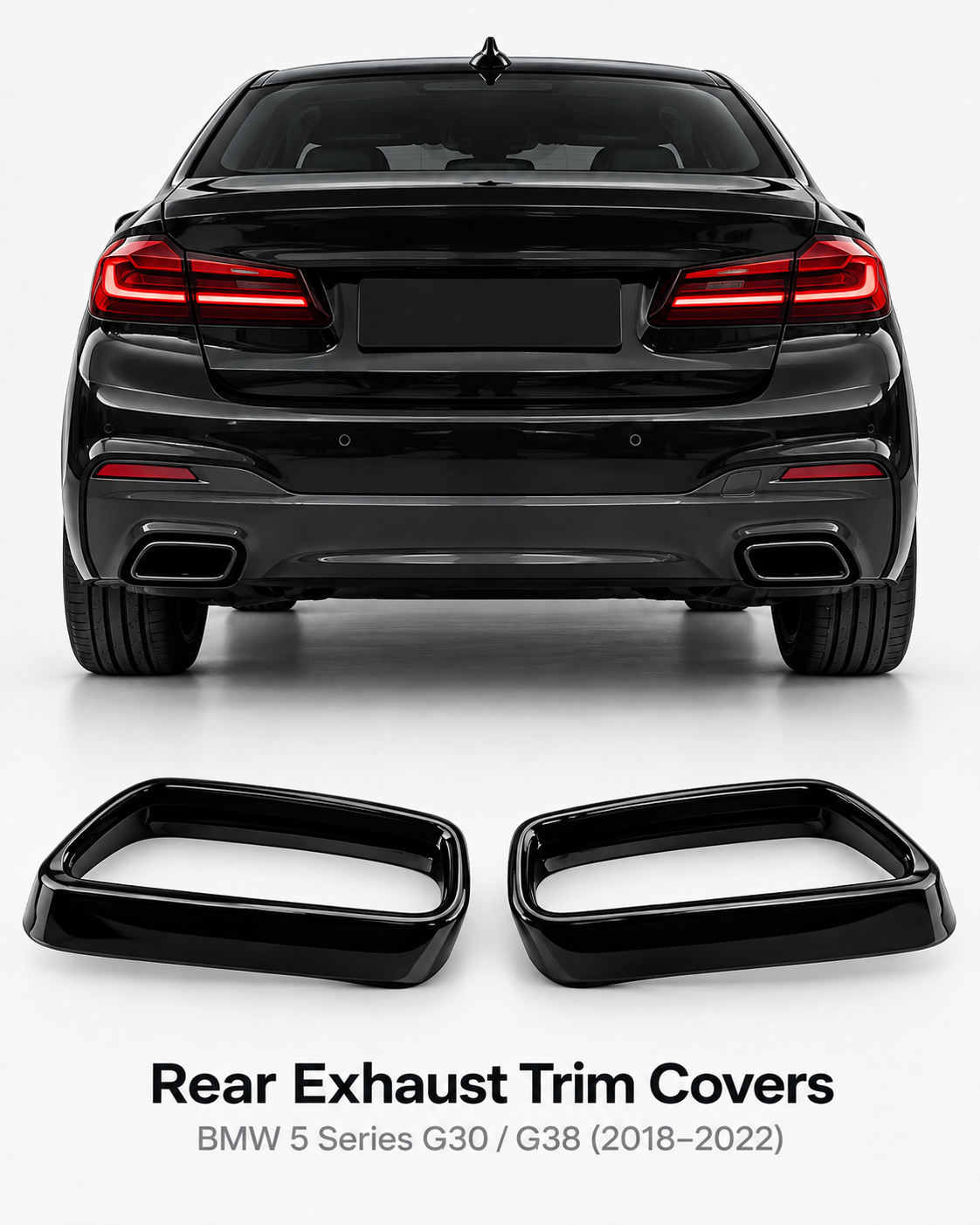 BMW 5 Series G30 & G31 Gloss Black Stainless-Steel Exhaust Trim Covers 2018–2021 | LADP