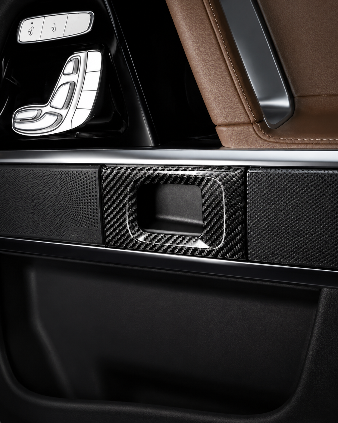 Mercedes G-Class W464 Real Carbon Fiber Interior Door Handle Surrounds 2019–2024 | LADP