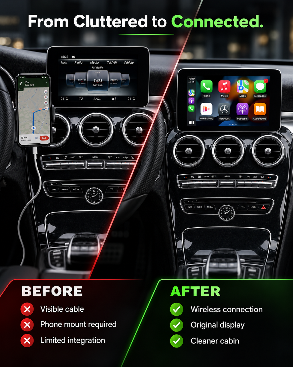 Mercedes Wireless Apple CarPlay Retrofit Module NTG 4.5/4.7 & 5.0/5.1 2011–2018 | LADP