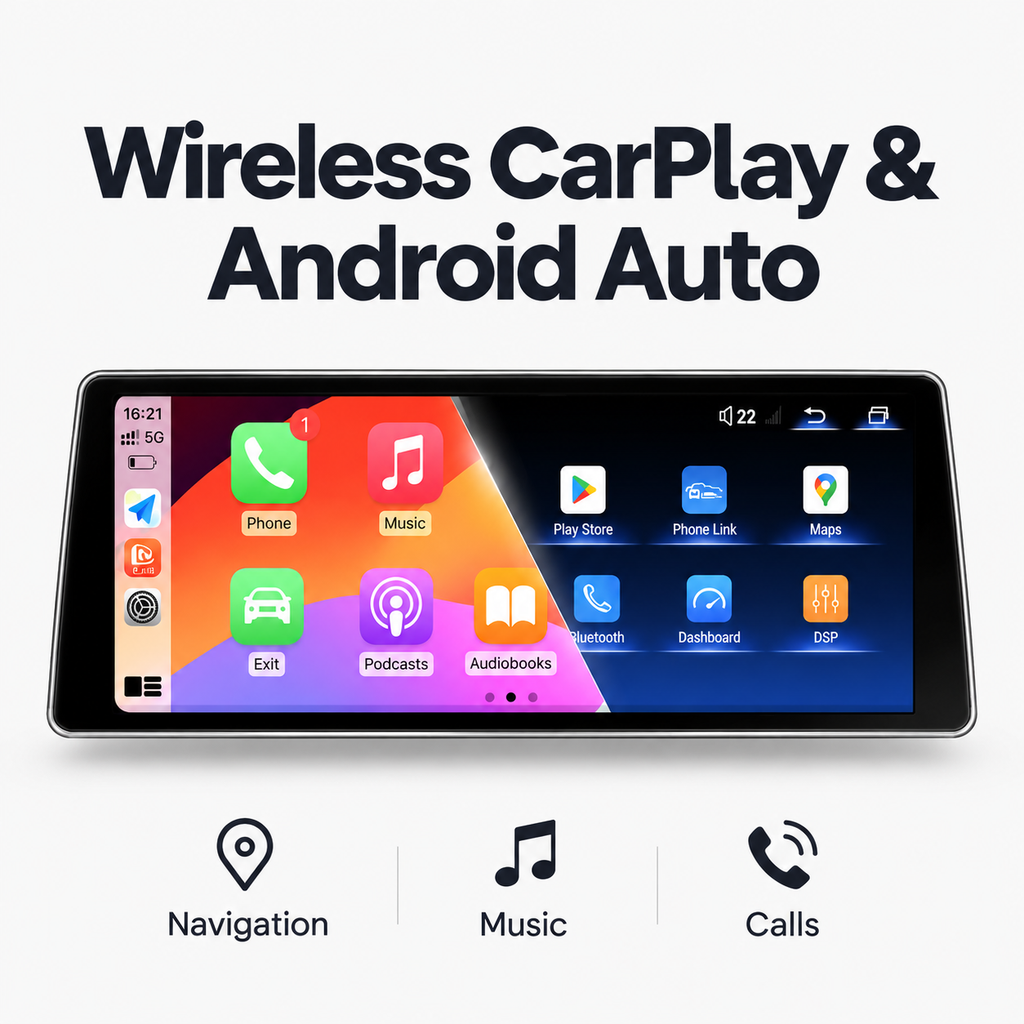 BMW 5 Series F10/F11 12.8″ Android 15 Touchscreen with Wireless CarPlay & Android Auto | LADP