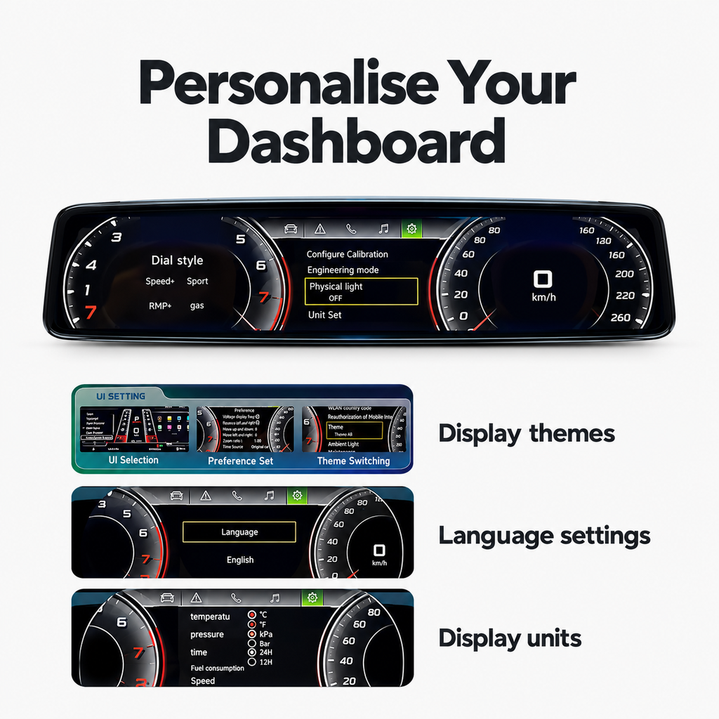 VW Passat 2011–2015 10.25″ Digital Instrument Cluster with Wireless CarPlay & Android Auto | LADP