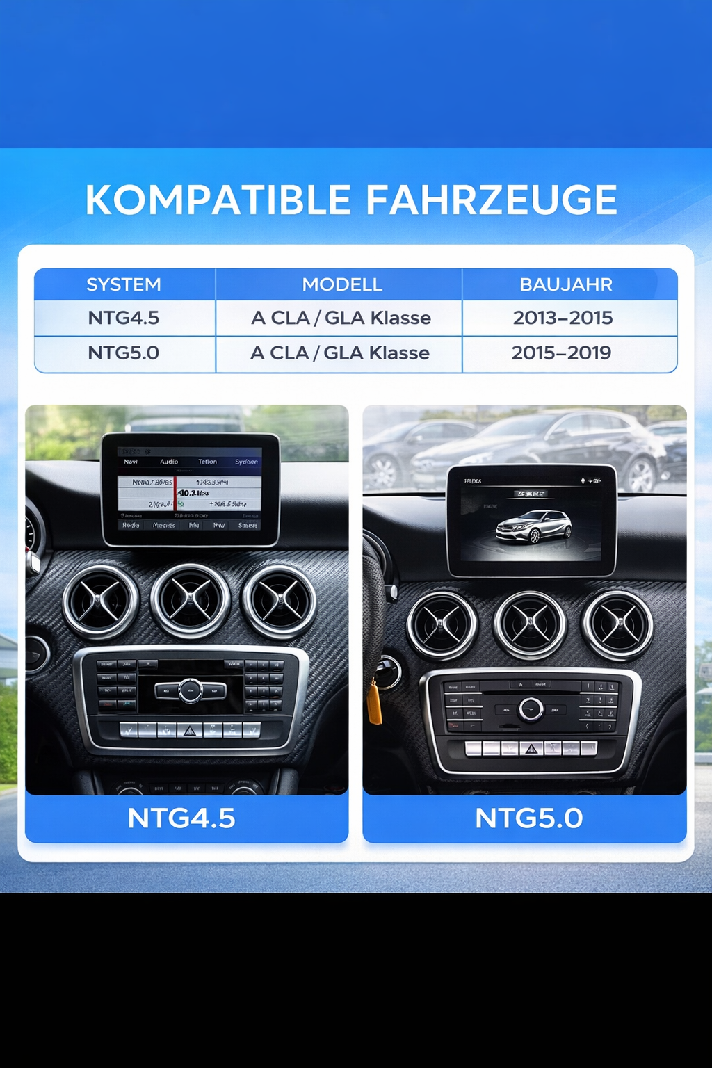LADP Android 14 Multimedia Display for Mercedes A-Class W176 / CLA C117 / GLA X156 - Wireless CarPlay & Android Auto, Plug & Play