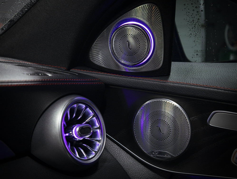 Mercedes W213 W205 W222 X253 – 3D Rotating Tweeter with 64-Color LED Ambient Lighting