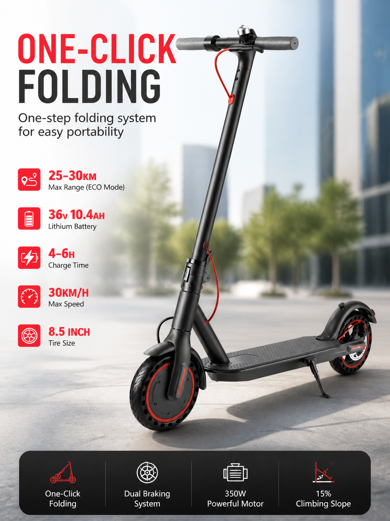 Premium E Scooter 350W | Bis 30 km/h | Reichweite bis 30 km