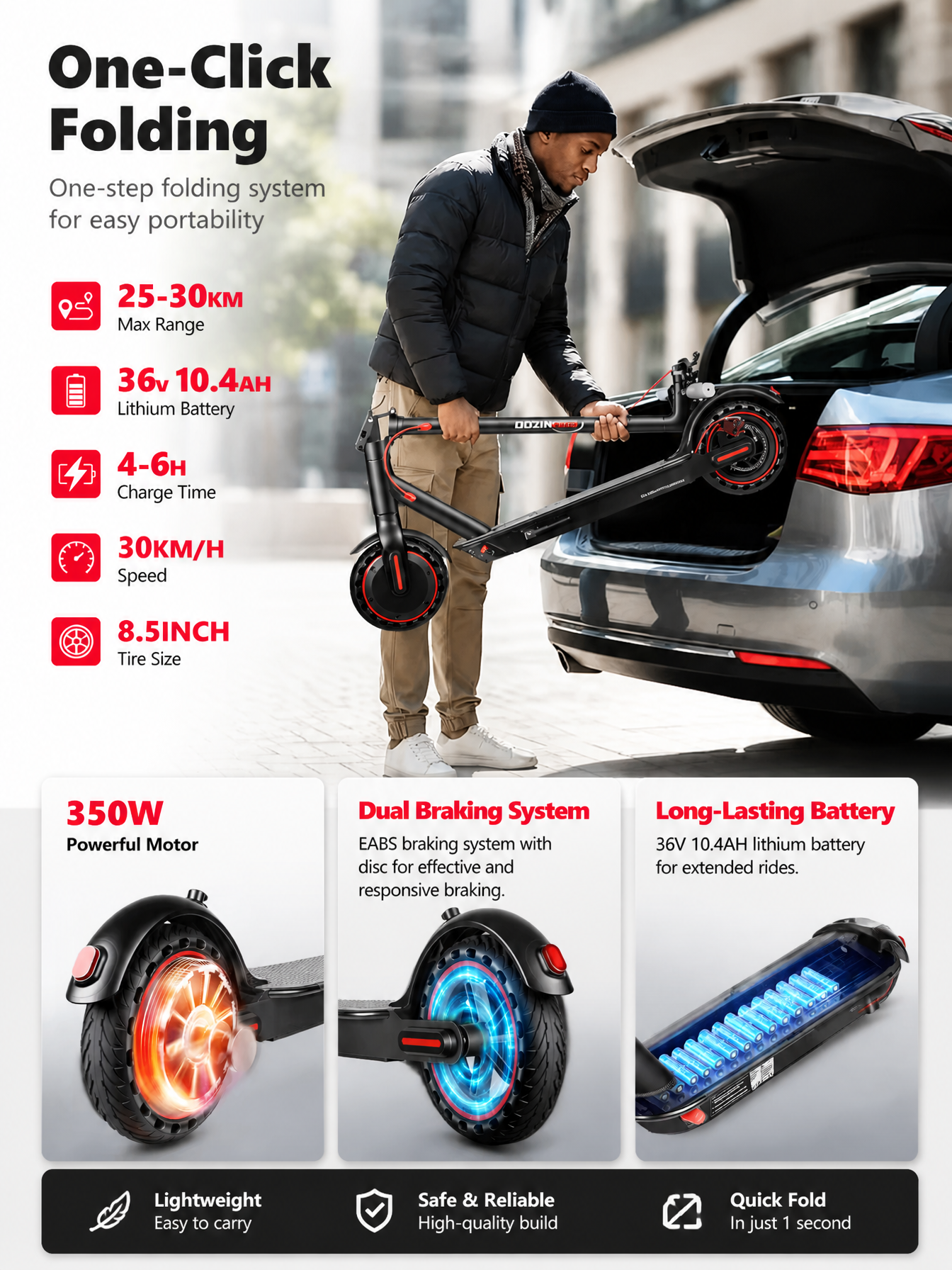 Premium E Scooter 350W | Bis 25-30KMH| Reichweite bis 30 km
