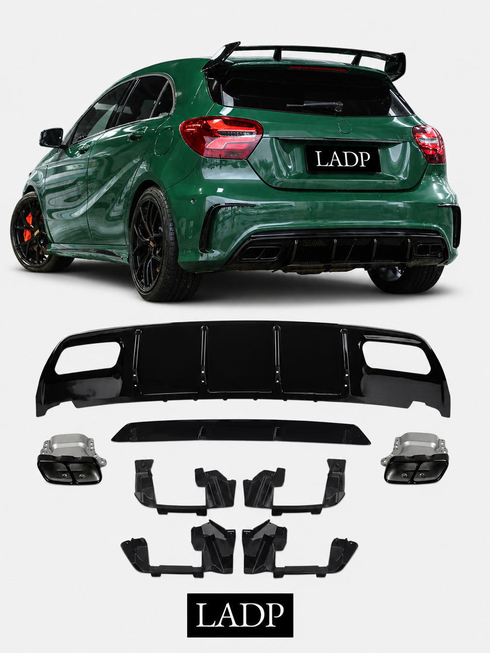 AMG Diffusor für Mercedes A-Klasse W176 (2012–2018) – A45 Style Heckdiffusor mit Endrohren