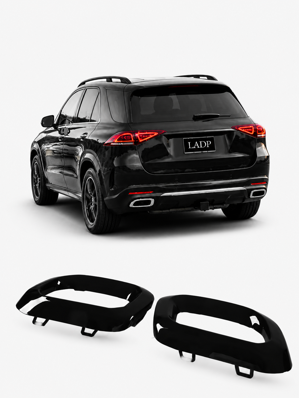 MERCEDES BENZ GLC | GLE | GLS W167 AMG LINE AUSPUFFBLENDEN COVER SCHWARZ GLANZ 2020–2023