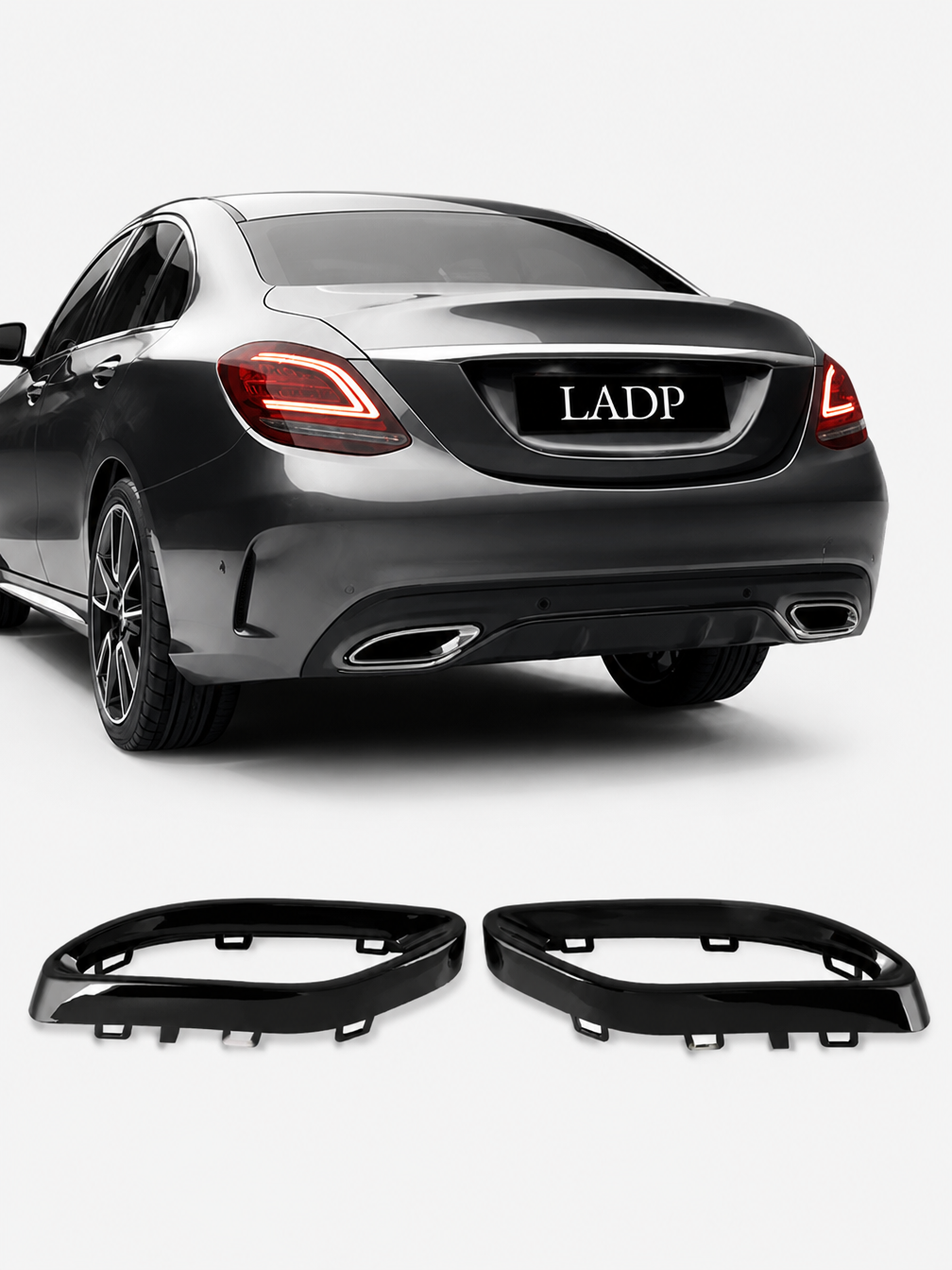 Schwarze Hochglanz-Auspuffblenden für Mercedes AMG Line – Ersatz für Chromblenden